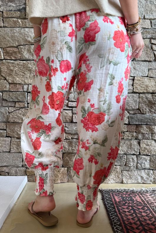 Daughter Of Ibiza Cabbage Rose Bloomer Pant Scarlet